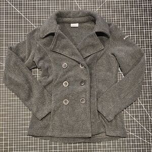(S) Women's Columbia Peacoat - Gray Polar Fleece Double-Breasted Unlined